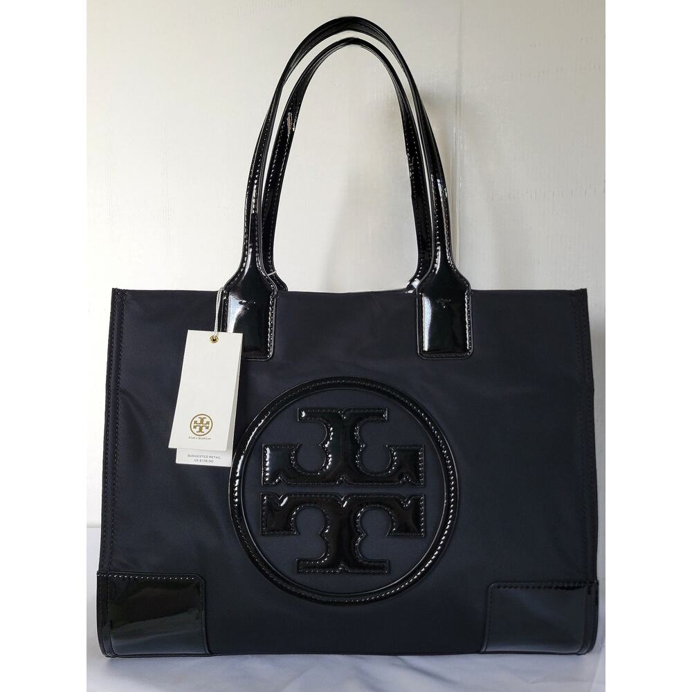 Tory Burch Mini Ella Patent Mini Tote, Black 52741-001
